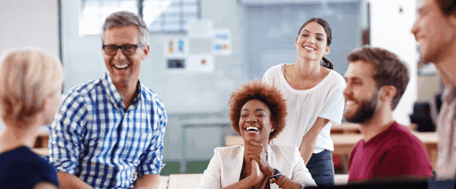 Employees sitting together in a workshop